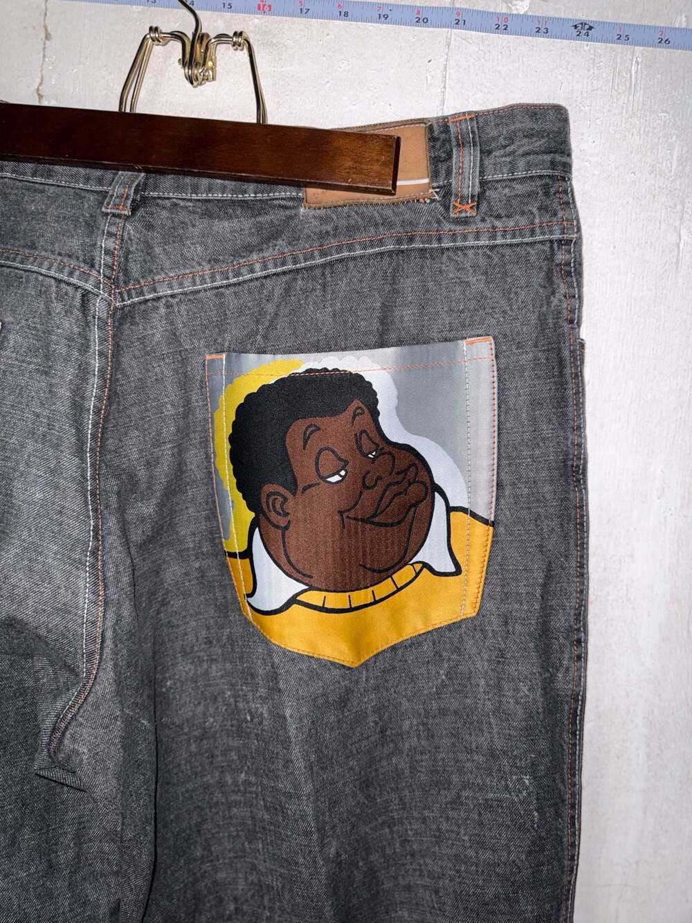 Platinum FUBU Fat Albert Vintage Baggy Black Denim Jeans Size W42